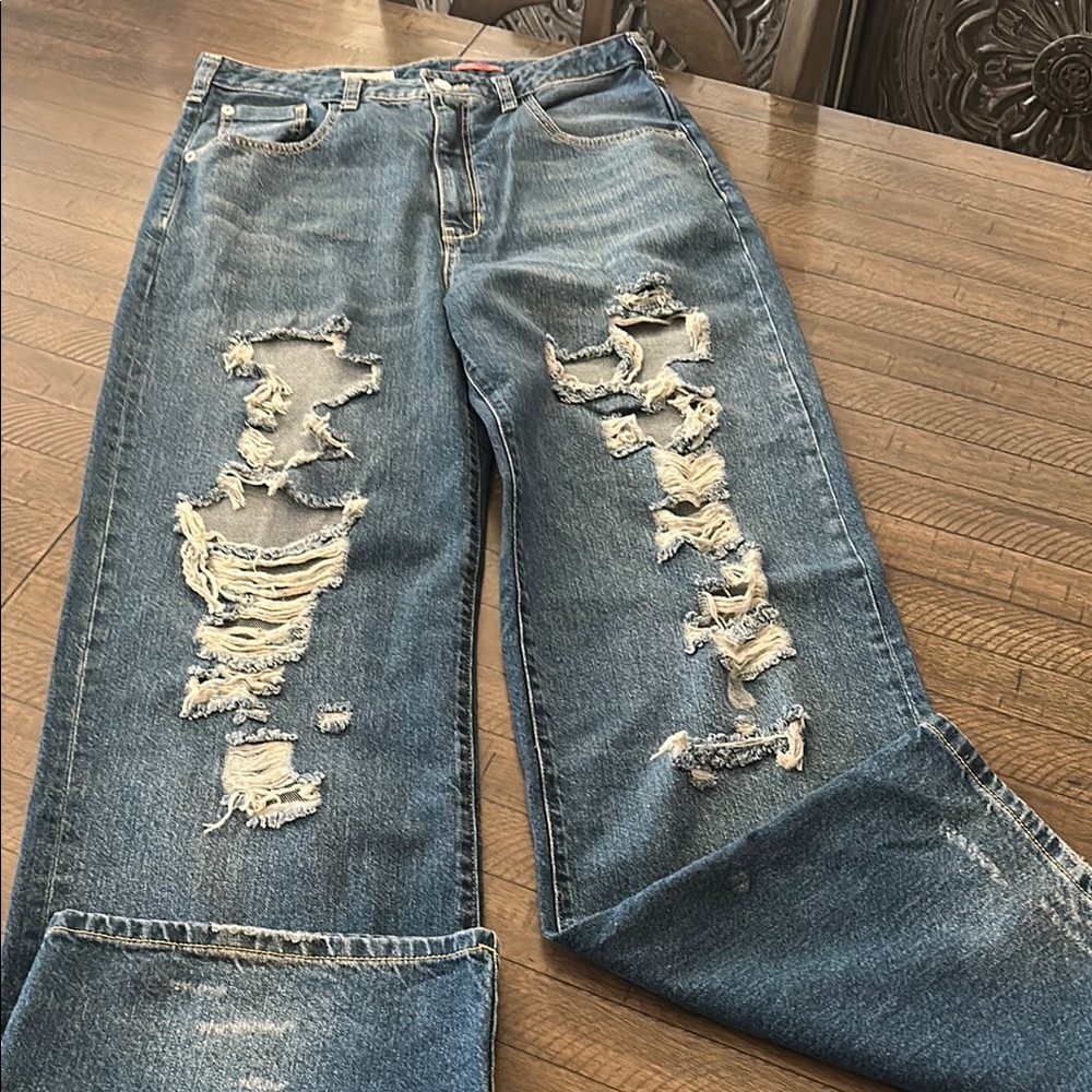 PILCRO TALL Anthropologie Distressed wide-leg Jeans NWOT